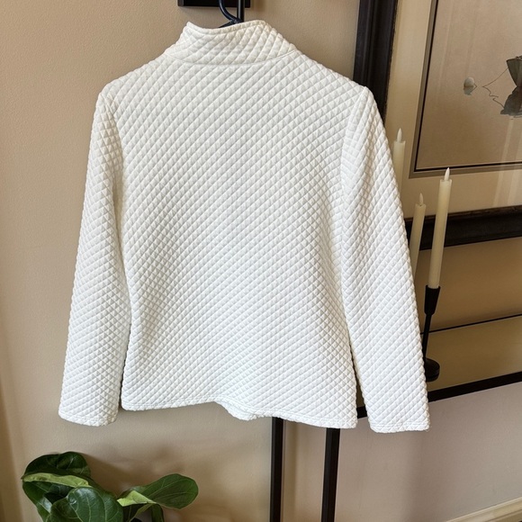 Source Unknown White Quilted Sweatshirt with Brown Button Accents Small A41 - Picture 6 of 9